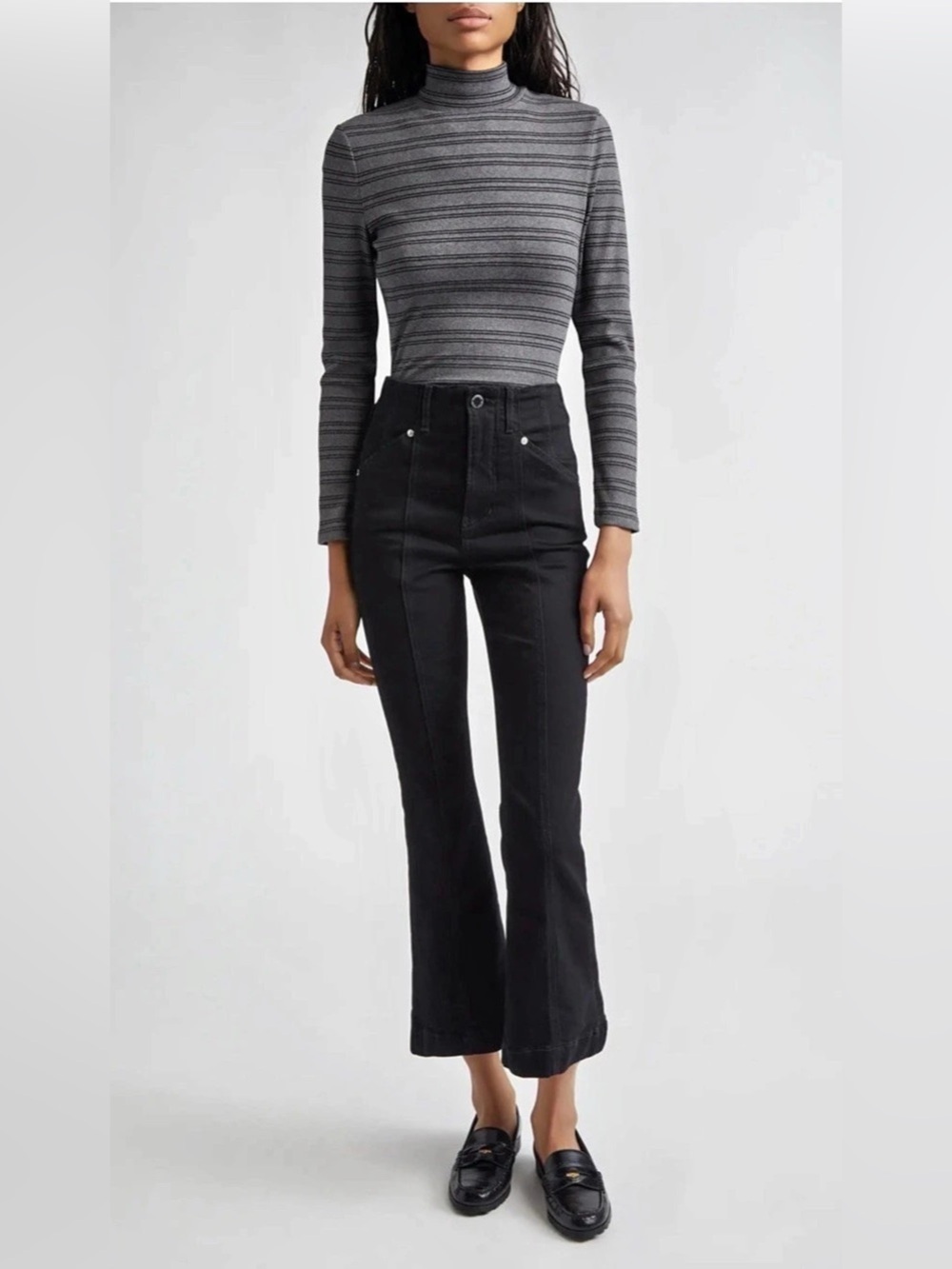 Veronica Beard Nate Stripe Turtleneck Cotton Blend Top Size XS